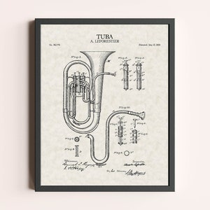 Tuba Patent Print | Vintage Wall Art | Patent Art | Home Decor | Wall Decor | Musical Wall Art