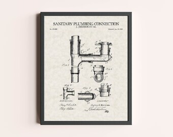 Plumbing Pipes Patent Print | Plumber Art Print | Home Art Print | Vintage Wall Art | Plumber Patent Art | Home Decor | Wall Decor