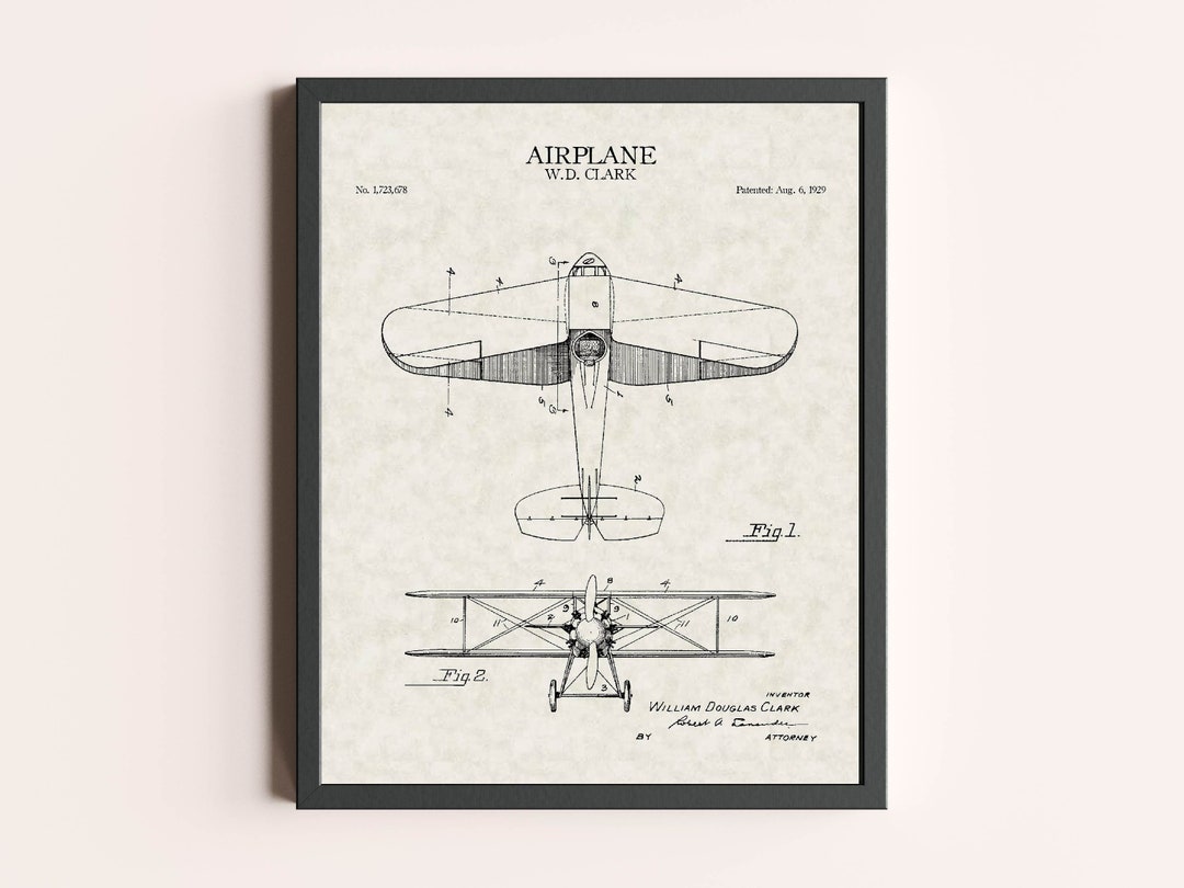 Biplane Airplane Patent Print | Vintage Airplane Wall Art | Patent Art ...