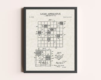 Scrabble Patent Print | Board Game Print | Vintage Wall Art | Patent Art | Home Decor | Wall Decor