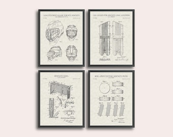 Hockey Goalie Set of 4 Patent Print | Hockey Sports Print | Hockey Goaltender Art | Vintage Wall Art | Patent Art | Home Decor | Wall Decor