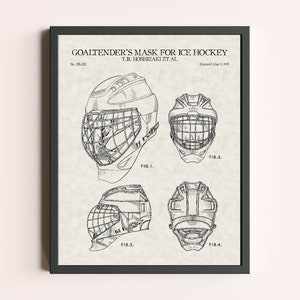 Hockey Goalie Mask Modern Patent Print | Sports Print | Hockey Goalie Print | Patent Wall Art | Patent Art | Home Decor | Wall Decor