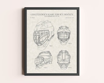 Hockey Goalie Mask Modern Patent Print | Sports Print | Hockey Goalie Print | Patent Wall Art | Patent Art | Home Decor | Wall Decor