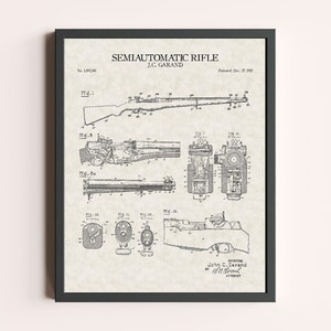 M1 Garand M1 Rifle Patent Print | Vintage Rifle Patent Art | Vintage Rifle Patent | Vintage Wall Art | Patent Art | Home Decor | Wall Decor