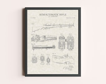 M1 Garand M1 Rifle Patent Print | Vintage Rifle Patent Art | Vintage Rifle Patent | Vintage Wall Art | Patent Art | Home Decor | Wall Decor