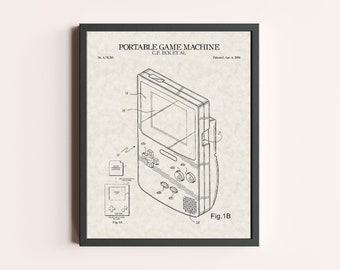 Game Boy Color Patent Print | Retro Gaming Patent Art Print | Nintendo Game Boy Color | Bedroom Patent Wall Art | Handheld Game Console