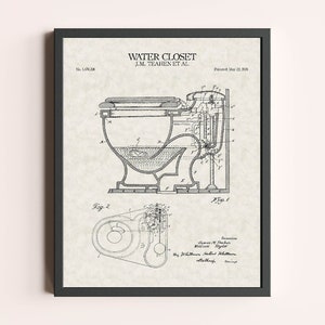 Toilet 1928 Patent Print | Washroom Print | Vintage Wall Art | Patent Art | Home Decor | Wall Decor