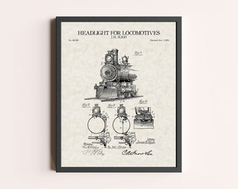 Locomotive Engine Train 1898 Patent Print | Vintage Train Art Print | Patent Wall Art | Patent Art | Home Decor | Wall Decor