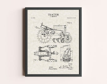 Tractor Farming 1937 Print | Farming Art Print | Agriculture Art Print | Vintage Wall Art | Patent Art | Farmhouse Decor | Farmer Art Decor