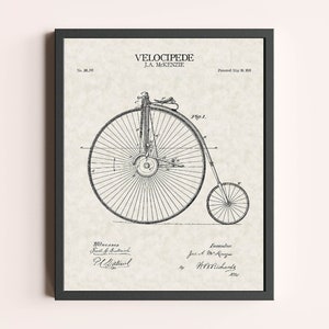 Bicycle Velocipede Patent Print | Vintage Bicycle Wall Art | Patent Art | Home Decor | Wall Decor