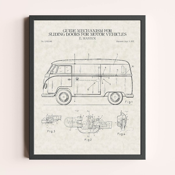 Volkswagen Camper Van Patent Print | Vintage Volkswagen Wall Art | Patent Art | Home Decor | Wall Decor