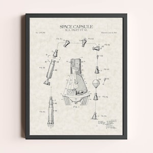 NASA Space Capsule Patent Print | Astronaut Wall Art Print | Outer Space Wall Art | Space Wall Art | Patent Art | Home Decor | Wall Decor