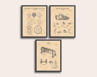 Soccer Set of 3 Patent Print | Sports Print | Vintage Wall Art | Patent Art | Home Decor | Wall Decor