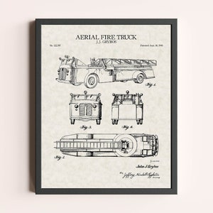Fire Truck 1940 Patent Print | Firefighter Art Print | Vintage Wall Art | Patent Art | Home Decor | Wall Decor