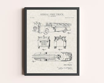 Fire Truck 1940 Patent Print | Firefighter Art Print | Vintage Wall Art | Patent Art | Home Decor | Wall Decor