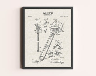 Impression brevet clé | Outils Impression | Art de brevet vintage | Décoration d'intérieur | Décoration murale | Art mural garage | Cadeau bricoleur | Cadeau papa