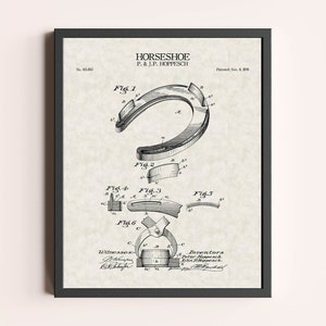 Impressão patenteada de ferradura de cowboy | Impressão de arte de rodeio | Impressão de arte de cowboy | Arte de parede vintage | Arte patenteada | Decoração de fazenda ocidental | Decoração de faroeste