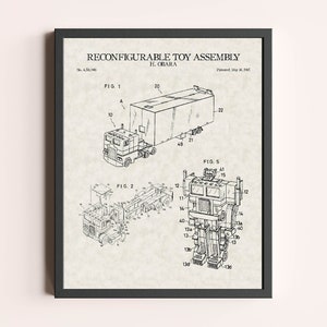 Transformers Optimus Prime Patent Print | TV Cartoon Print | Transformer Fan Gift | Autobots Decepticons Patent Art Print | Boys Bedroom Art