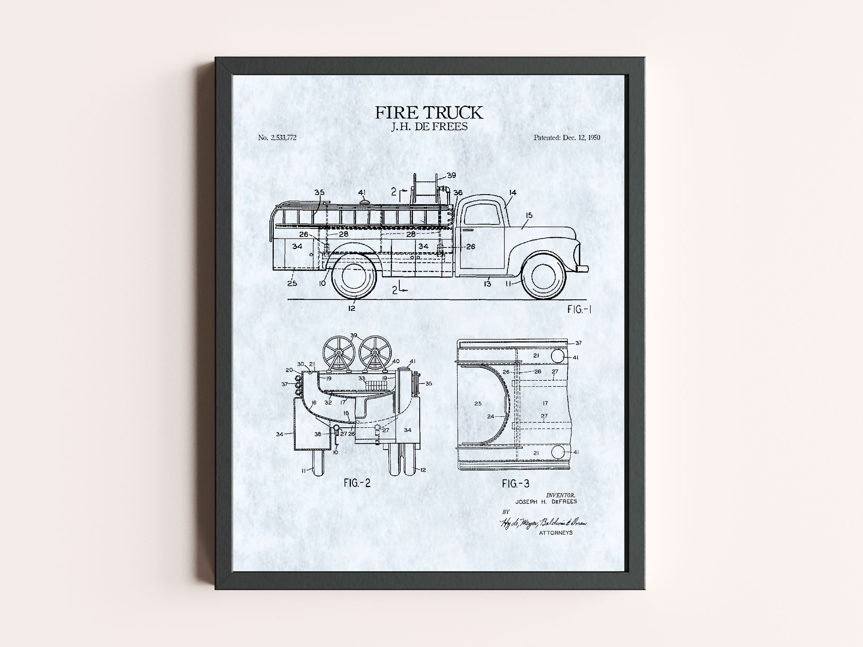 1950年 消防車 設計図面 アンティーク アート 美術品・アンティーク・コレクション 1950年 消防車 設計図面