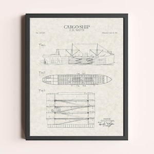 Frachtschiff Patent Druck | Transport Wandkunst | Patentkunst | Wohnkultur | Wanddekoration