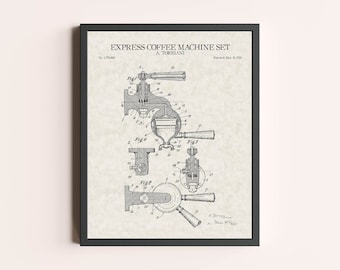 Espresso Machine Patent Print | Vintage Wall Art | Patent Art | Home Decor | Wall Decor | Kitchen Wall Art