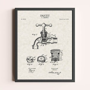 Faucet Patent Print | Bathroom Art Print | Restroom Art Print | Washroom Print | Vintage Wall Art | Patent Art | Home Decor | Wall Decor