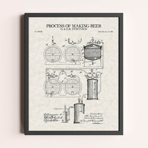 Beer Making Patent Print | Brewery Print | Brewing Beer Vintage Wall Art | Beer Making Equipment Patent Art | Beer Lover Home Decor