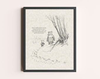 Don't walk in front of me... Winnie the Pooh Quote Print | Children Baby Nursery Wall Decor | Classic Winnie the Pooh Quote Print