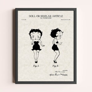 Betty Boop Patent Print | Retro Cartoon Print | Vintage Wall Art | Patent Art | Home Decor | Wall Decor