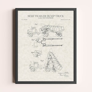 Dump Truck Patent Print | Vintage Heavy Construction Wall Art | Patent Art | Home Decor | Wall Decor
