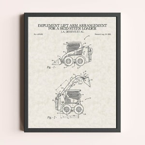 Skid Steer Loader Truck Patent Print | Heavy Construction Wall Art | Construction Wall Art | Patent Art | Home Decor | Wall Decor