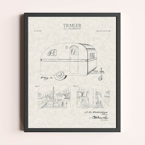 Travel Trailer Patent Print | Vintage Wall Art | Patent Art | Home Decor | Wall Decor | Traveller Decor | RV Decor