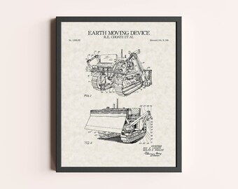 Stampa brevettata di camion bulldozer escavatore / Arte murale vintage per costruzioni pesanti / Arte brevettata / Arredamento per la casa / Arredamento murale