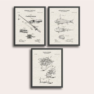 Fishing Set of 3 Patent Print | Vintage Wall Art | Patent Art | Home Decor | Wall Decor | Fishing Wall Art