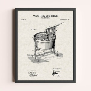 Washing Machine Patent Print | Laundry Print | Vintage Wall Art | Patent Art | Home Decor | Wall Decor | Laundry Room Art | Vintage Patents