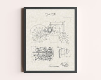 Tractor Farming Equipment 1934 Print | Farming Art Print | Vintage Agriculture Wall Art Print | Farmer Patent Art | Farmhouse Wall Art Decor