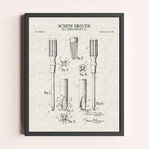 Screw Driver Patent Print | Tools Print | Vintage Patent Art | Home Decor | Wall Decor | Garage Wall Art | Handyman Gift | Dad Gift