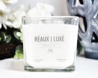 BLISS • Soy Wax Candle • Peppermint and Eucalyptus • High-End Fragrance • Luxury Candle • Refreshing Spa-Like | 9.5 oz.