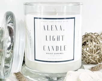 ALEXA, LIGHT CANDLE | Dulcé Caramel | Soy Wax Candle | Sugary Caramel Fragrance | Contemporary Candle | Statement Collection | 9 oz.