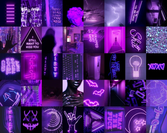 Aesthetic Neon Purple Wall Collage | Etsy