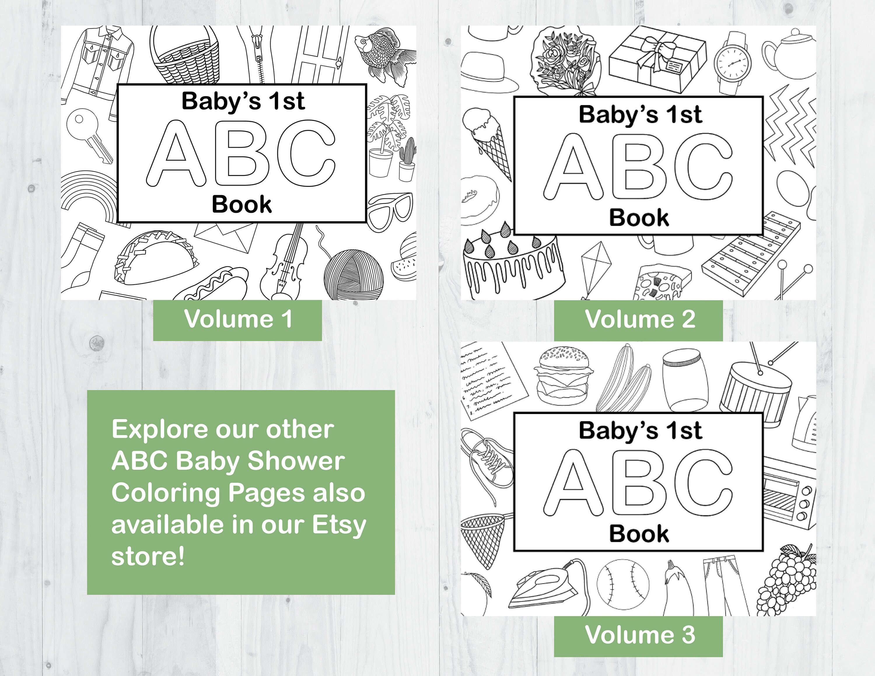 ABC Book Baby Shower Activity Coloring Pages 1 Alphabet | Etsy
