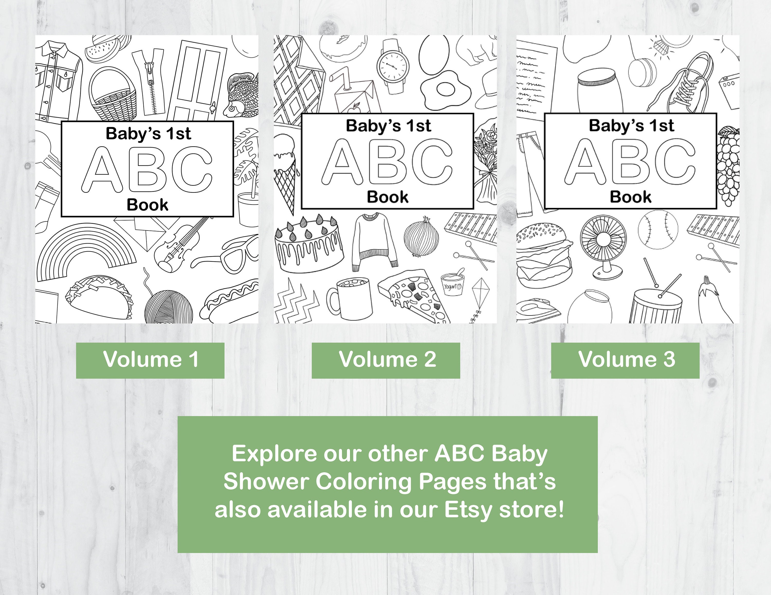ABC Book Baby Shower Activity Coloring Pages 1 Alphabet | Etsy