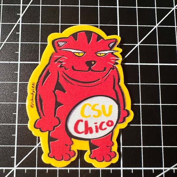 Funny CSU Chico Sticker for College Students and Alumni | Vinyl Matte | Waterproof | for Journal Laptop Water Bottle  | Hand Drawn