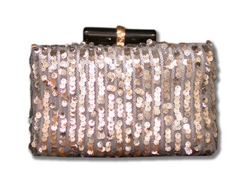 Glittery Peach Clutch in Sequins