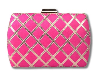 Handcrafted pink clutch bag