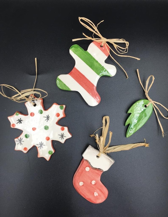 Handmade Ceramic Christmas Tree Ornaments christmas Decor Etsy UK