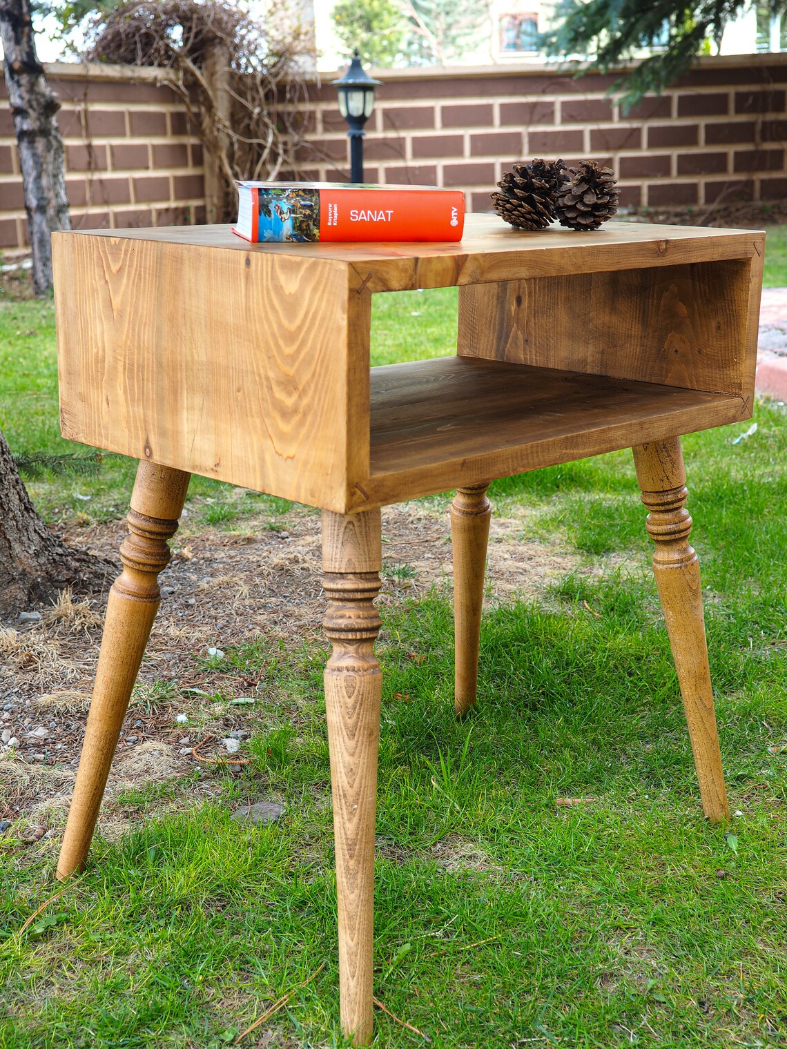 Side Table Made of Pine Wood Natural Colour bed Side Table Etsy