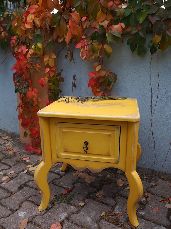 Buy Bed Side Table With One Drawer vintage Style Yellow Colour Side Table  Coffee Table-chest of Drawer night Stand Table Online in India 