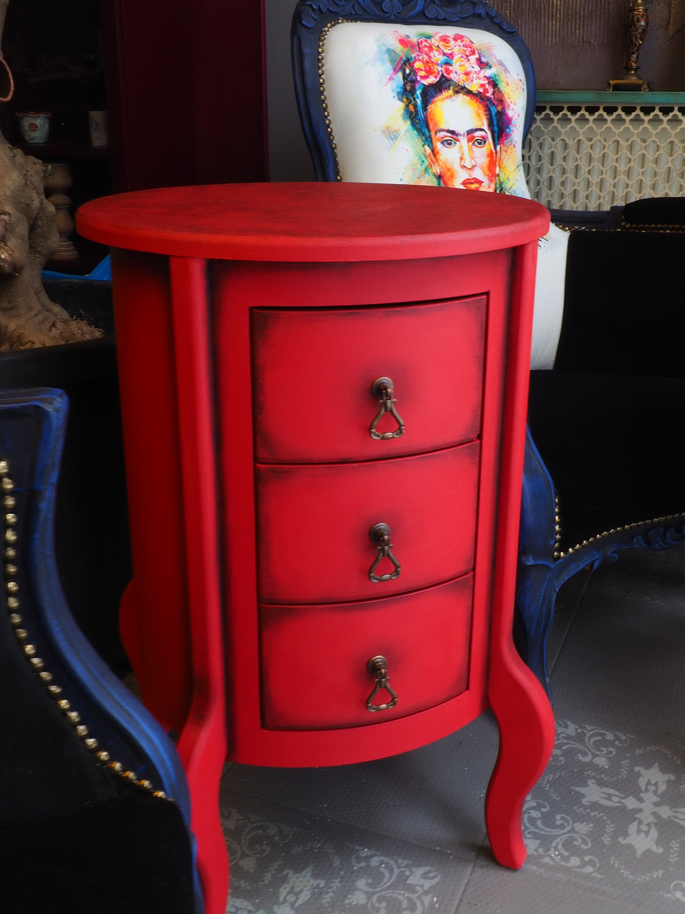 Bed Side Table With 3 Drawers vintage Style night Stand Side Table