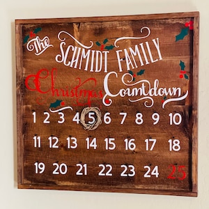 Personalized Christmas Advent Calendar - The Family Christmas Countdown - Rustic Christmas Decor